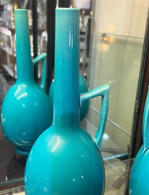 FINE AESTHETIC PAIR BURMANTOFTS VASES AFTER DR CHRISTOPHER DRESSER - ADDITIONAL PHOTO 2