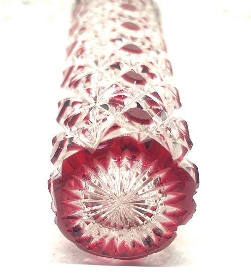 EXQUISITE CUT GLASS SILVER TOPPED PERFUME BOTTLE - ADDITIONAL PHOTO 1