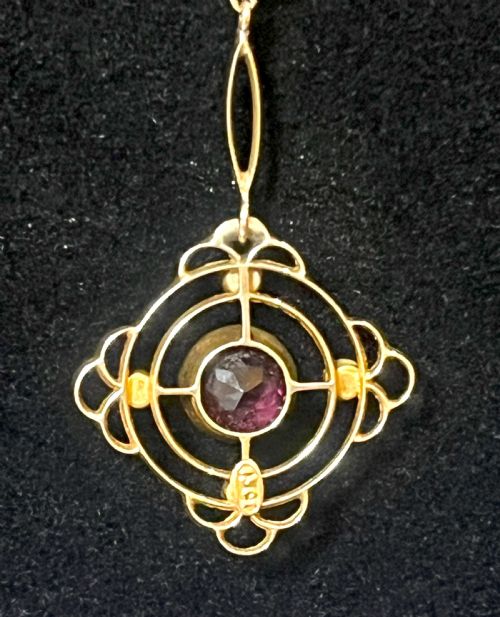 EXQUISITE EDWARDIAN 15CT GOLD TOPAZ SEED PEARL NECKLACE AND PENDANT - ADDITIONAL PHOTO 7