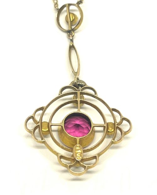 EXQUISITE EDWARDIAN 15CT GOLD TOPAZ SEED PEARL NECKLACE AND PENDANT - ADDITIONAL PHOTO 9