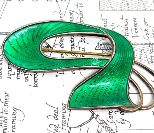 IVAR HOLTH NORWEGIAN SILVER ENAMEL BROOCH - ADDITIONAL PHOTO 2