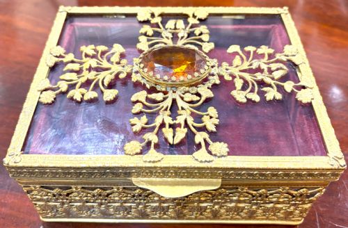 FINE FRENCH 19TH GILT METAL JEWELLERY BOX - ADDITIONAL PHOTO 1