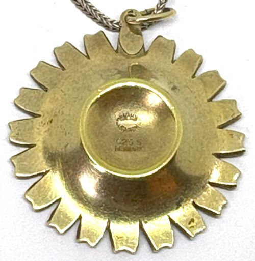 GEORG JENSEN SILVER ENAMEL DAISY PENDANT - ADDITIONAL PHOTO 2