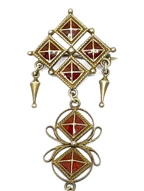 MARIUS HAMMER SILVER GILT ENAMEL PENDANT BROOCH - ADDITIONAL PHOTO 1