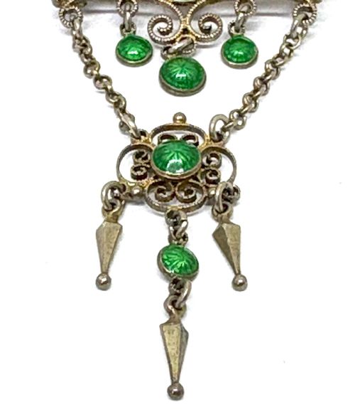NORWEGIAN SILVER GUILLOCHE ENAMEL PENDANT BROOCH - ADDITIONAL PHOTO 2