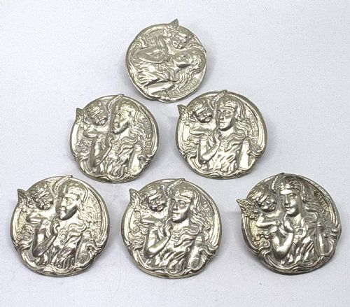 set of six chester silver buttons - CATEGORY: ANTIQUE JEWELLERY - DATED 1900