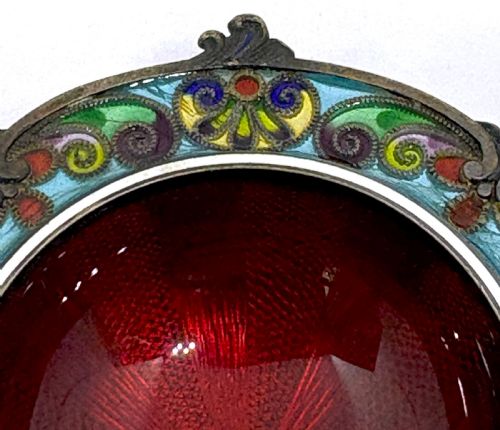 DAVID ANDERSEN PLIQUE A JOUR BASSE TAILLE ENAMELLED SILVER SALT CELLAR - ADDITIONAL PHOTO 1