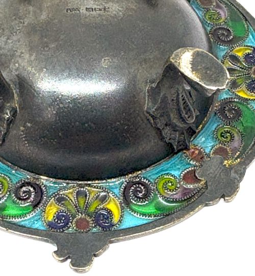 DAVID ANDERSEN PLIQUE A JOUR BASSE TAILLE ENAMELLED SILVER SALT CELLAR - ADDITIONAL PHOTO 5