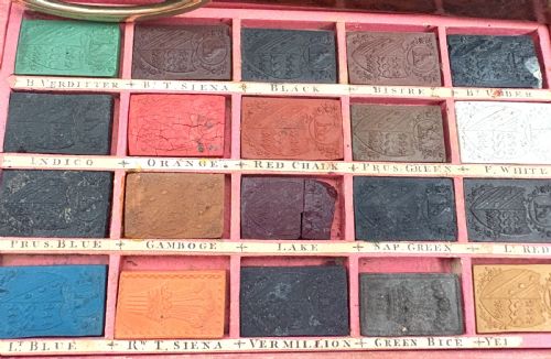 VERY RARE BURR YEW WOOD COMBINATION SEWING ARTIST'S PAINT BOX - ADDITIONAL PHOTO 9