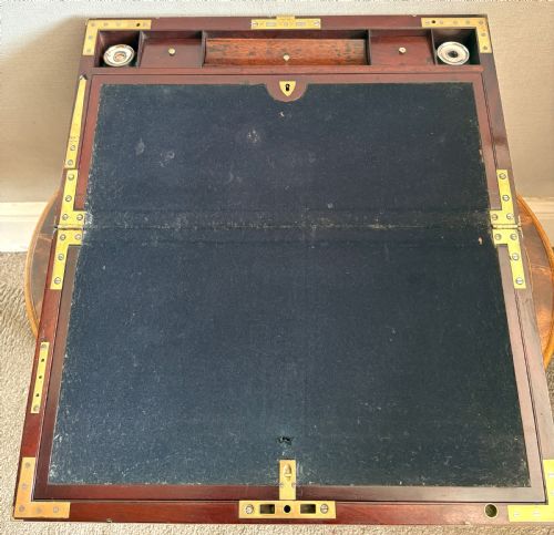 SPLENDID MILITARY CAMPAIGN WRITING SLOPE WITH CANDLE SCONCES SECRET SOVEREIGN SECTION - ADDITIONAL PHOTO 3