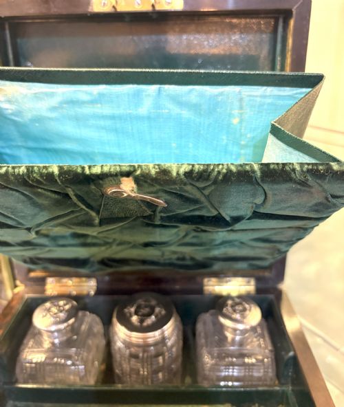 COROMANDEL WOOD SILVER TOPPED GLASS DRESSING TABLE SET - ADDITIONAL PHOTO 5