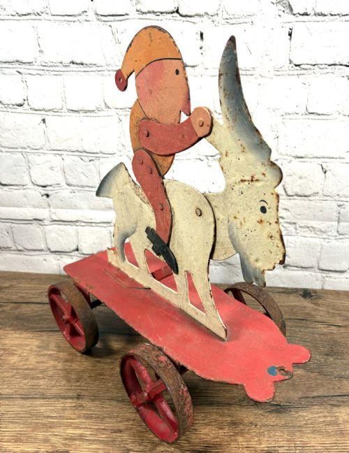 ANTIQUE METAL PULL ALONG AUTOMATON TOY - ADDITIONAL PHOTO 2