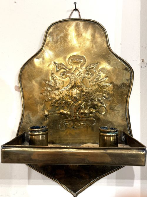 PAIR GEORGIAN BRASS CANDLE WALL SCONCES - ADDITIONAL PHOTO 3