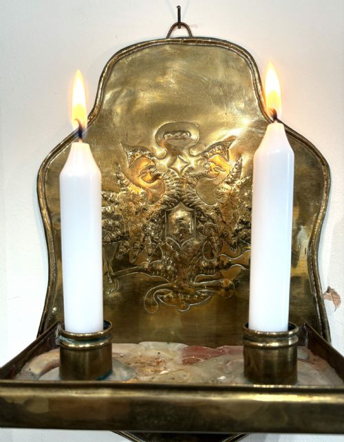 PAIR GEORGIAN BRASS CANDLE WALL SCONCES - ADDITIONAL PHOTO 5