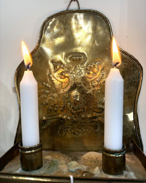 PAIR GEORGIAN BRASS CANDLE WALL SCONCES - ADDITIONAL PHOTO 6