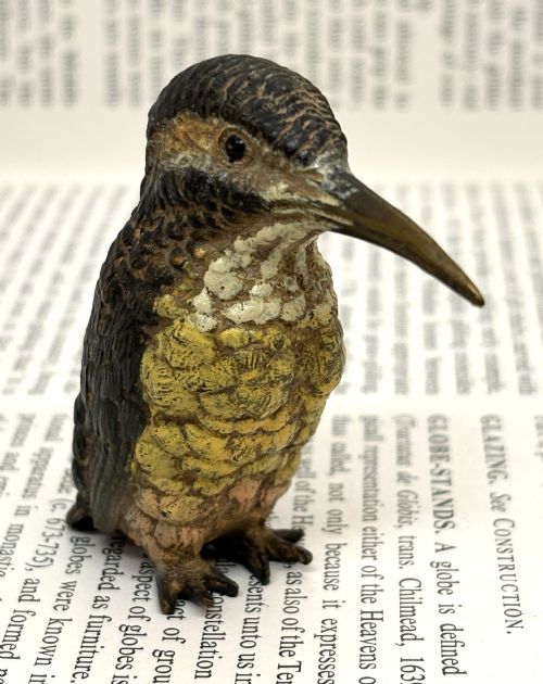 franz xaver bergmann cold painted bronze kingfisher - CATEGORY: ANTIQUE SCULPTURES - DATED 1900