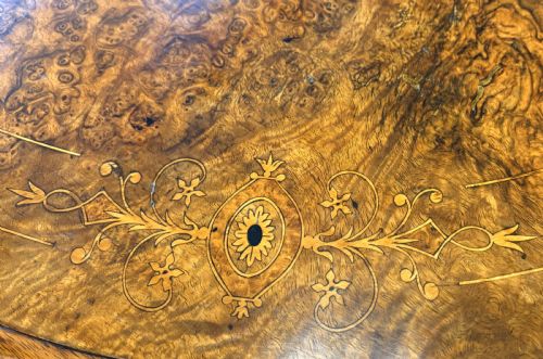 VICTORIAN BURR WALNUT STRETCHER TABLE - ADDITIONAL PHOTO 4