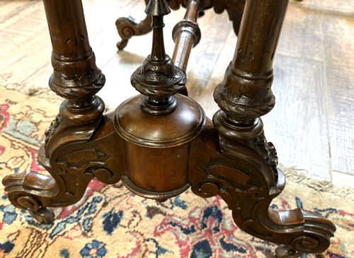 VICTORIAN BURR WALNUT STRETCHER TABLE - ADDITIONAL PHOTO 6