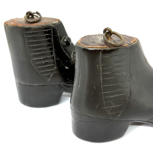 PAIR MINIATURE EBONISED TREEN LADIES BOOTS - ADDITIONAL PHOTO 2