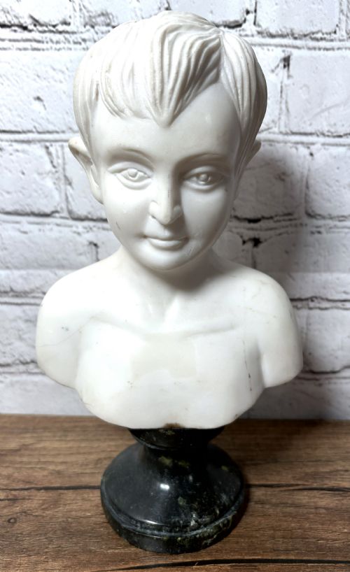 MARBLE LIBRARY BUST OF A YOUNG BOY