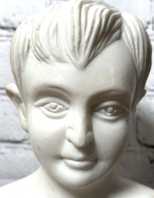 MARBLE LIBRARY BUST OF A YOUNG BOY - ADDITIONAL PHOTO 1