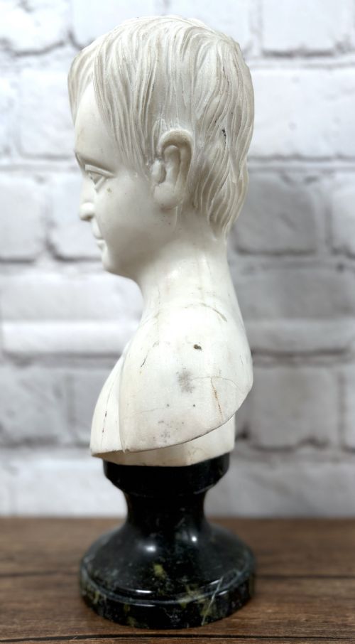 MARBLE LIBRARY BUST OF A YOUNG BOY - ADDITIONAL PHOTO 2