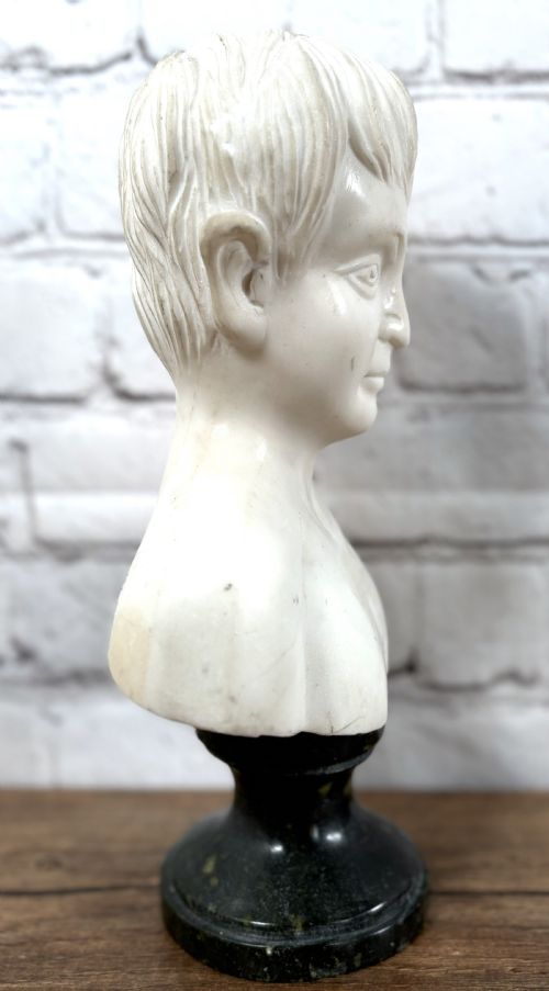 MARBLE LIBRARY BUST OF A YOUNG BOY - ADDITIONAL PHOTO 4