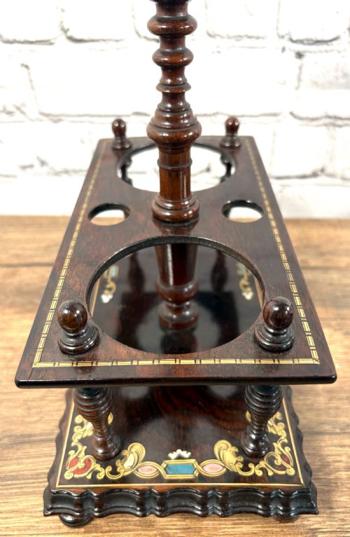 MAGNIFICENT VICTORIAN ROSEWOOD MARQUETRY DECANTER STAND - ADDITIONAL PHOTO 2