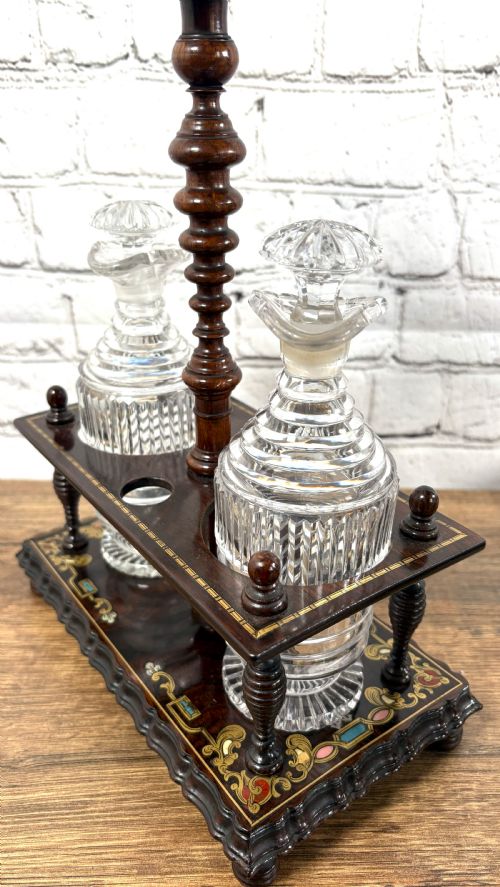 MAGNIFICENT VICTORIAN ROSEWOOD MARQUETRY DECANTER STAND - ADDITIONAL PHOTO 9