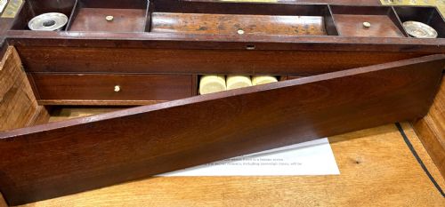 SPLENDID MILITARY CAMPAIGN WRITING SLOPE WITH CANDLE SCONCES SECRET SOVEREIGN SECTION - ADDITIONAL PHOTO 1