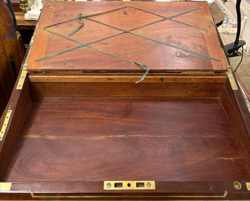 SPLENDID MILITARY CAMPAIGN WRITING SLOPE WITH CANDLE SCONCES SECRET SOVEREIGN SECTION - ADDITIONAL PHOTO 5