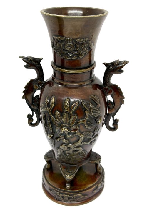 GOOD PAIR OF JAPANESE BRONZE VASES - ADDITIONAL PHOTO 2