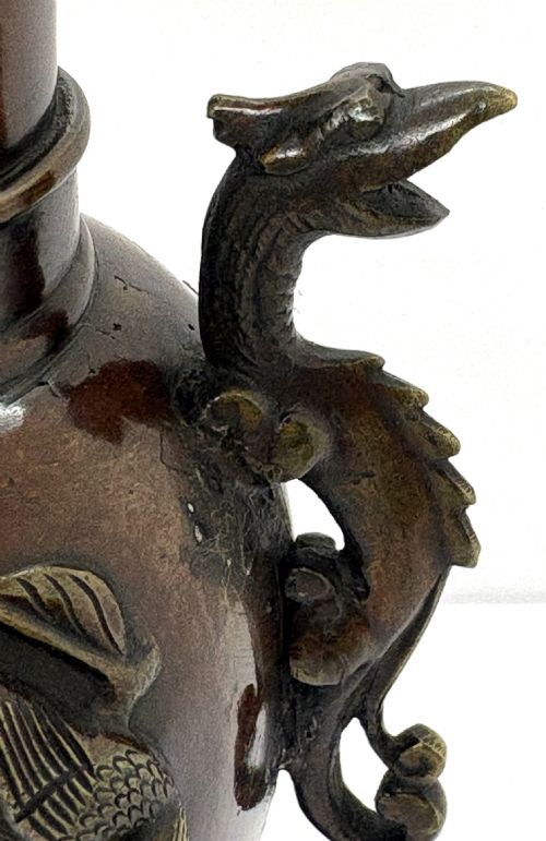 GOOD PAIR OF JAPANESE BRONZE VASES - ADDITIONAL PHOTO 7