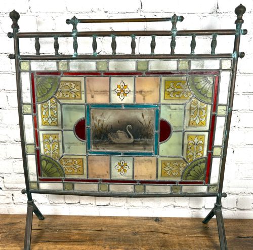 VICTORIAN STAINED GLASS FIREGUARD - ADDITIONAL PHOTO 3