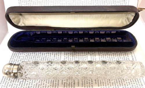 FINE VICTORIAN SILVER TOPPED CASED GLASS SCENT BOTTLE - ADDITIONAL PHOTO 1