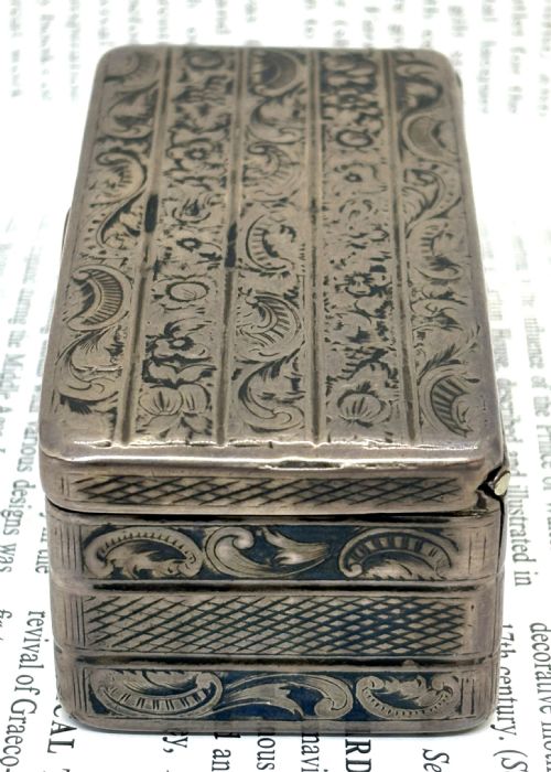 19THC RUSSIAN SILVER NIELLO TABLE SNUFF BOX - ADDITIONAL PHOTO 3