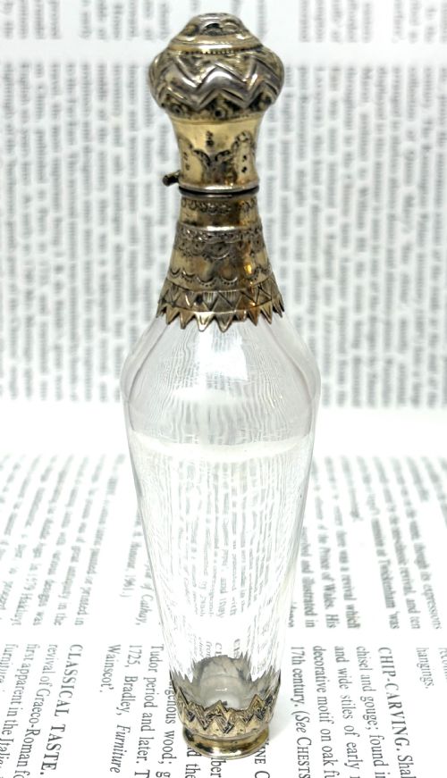 EARLY 19THC FRENCH SILVER GILT MOUNTED SCENT BOTTLE