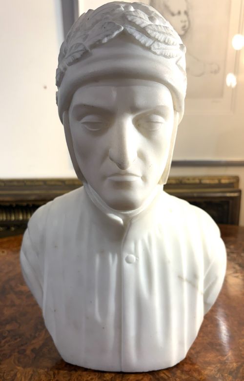 EARLY 20TH CENTURY MARBLE LIBRARY BUST OF DANTE ALIGHIEIRI