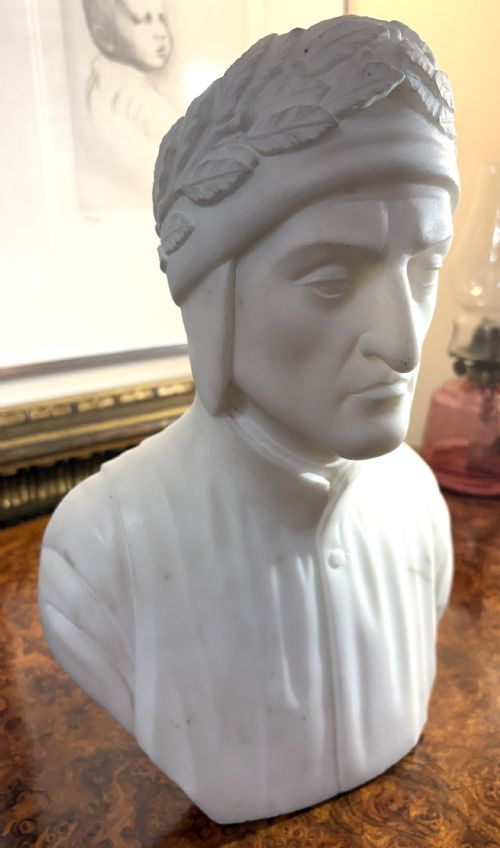 EARLY 20TH CENTURY MARBLE LIBRARY BUST OF DANTE ALIGHIEIRI - ADDITIONAL PHOTO 1