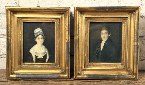 Fine Pair English School 19th Century Portraits with History
