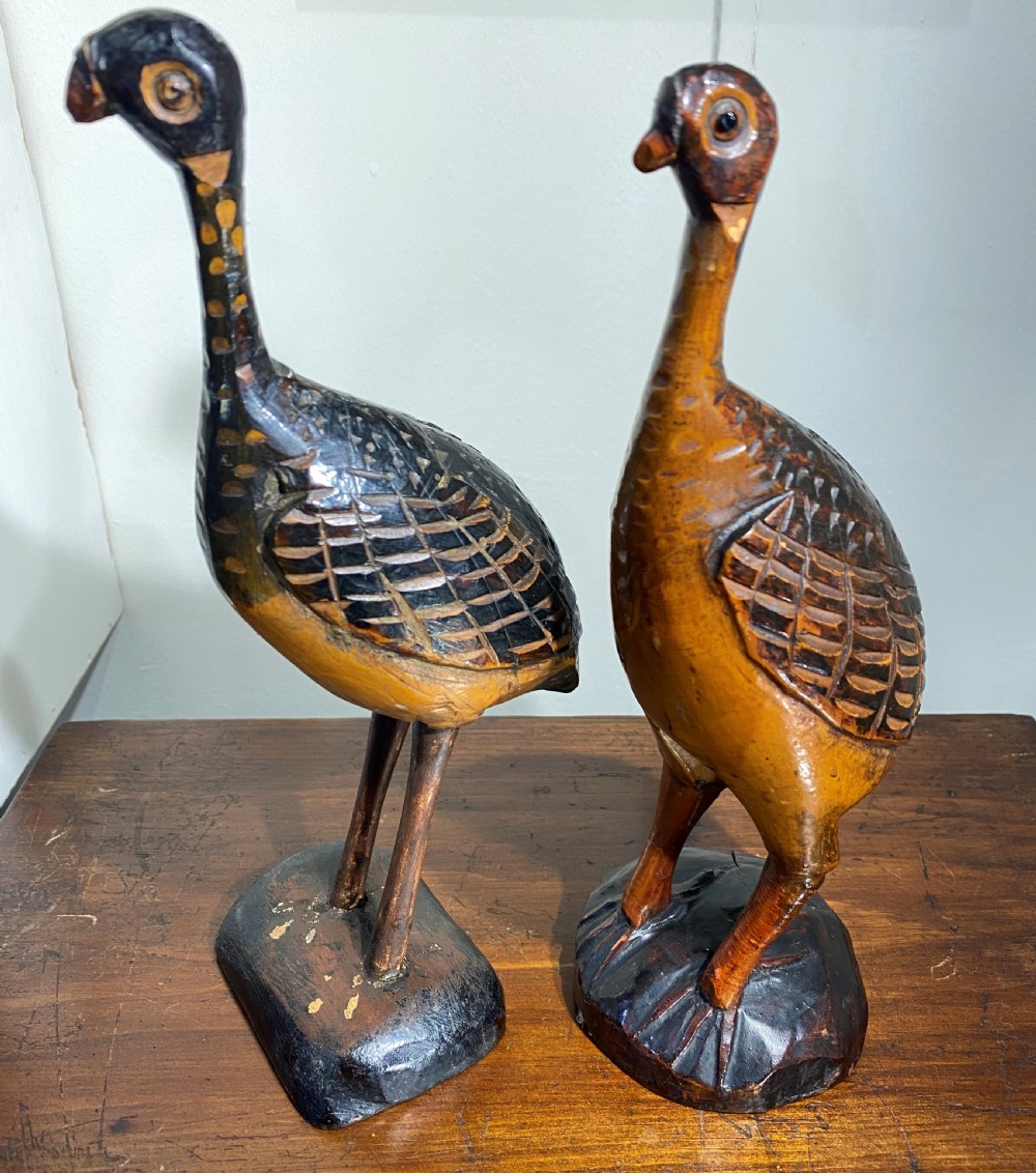 Pair Of Folk Art Game Birds