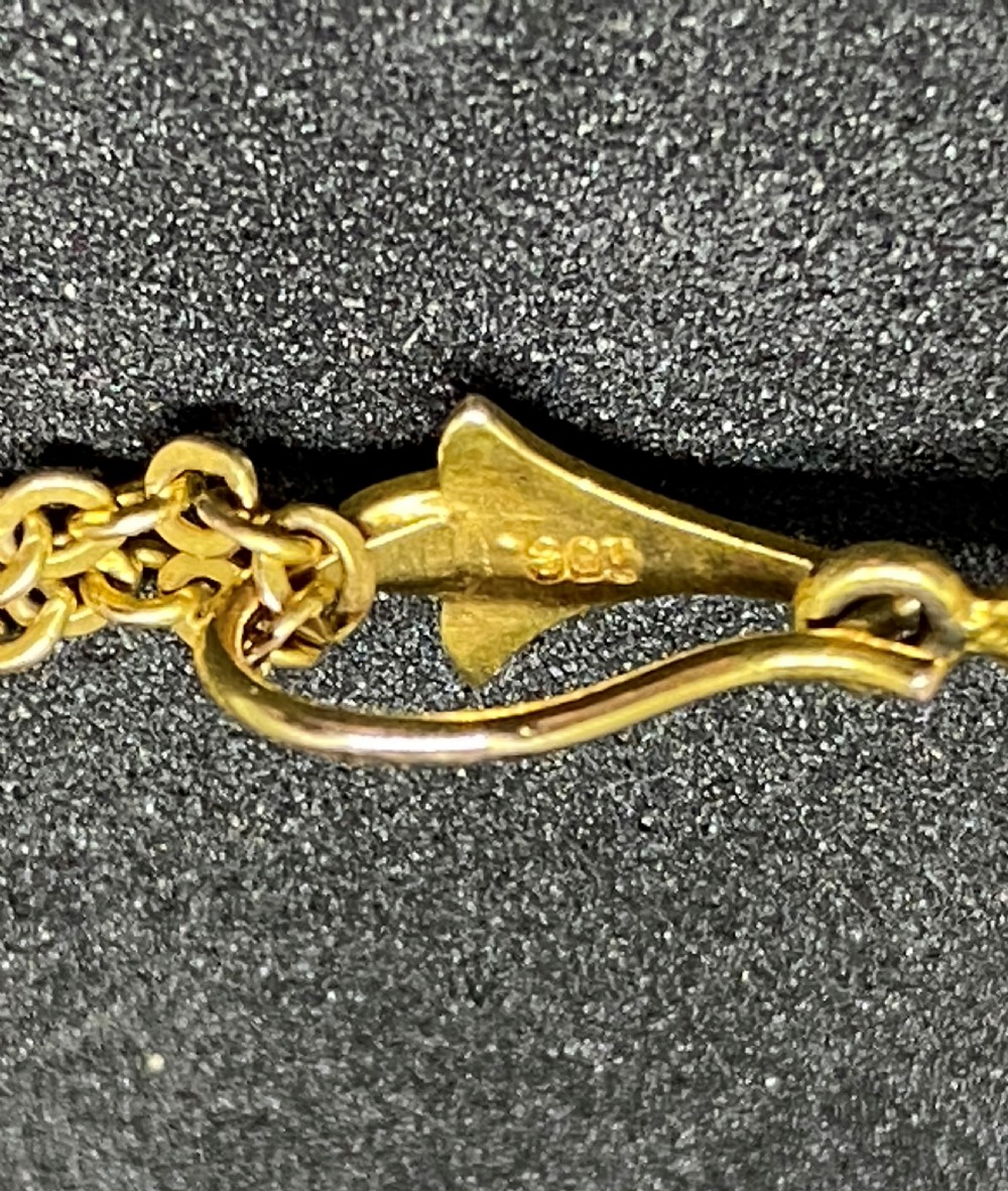 Edwardian 9ct Gold, Seed Pearl & Peridot Lavaliere Necklace View V