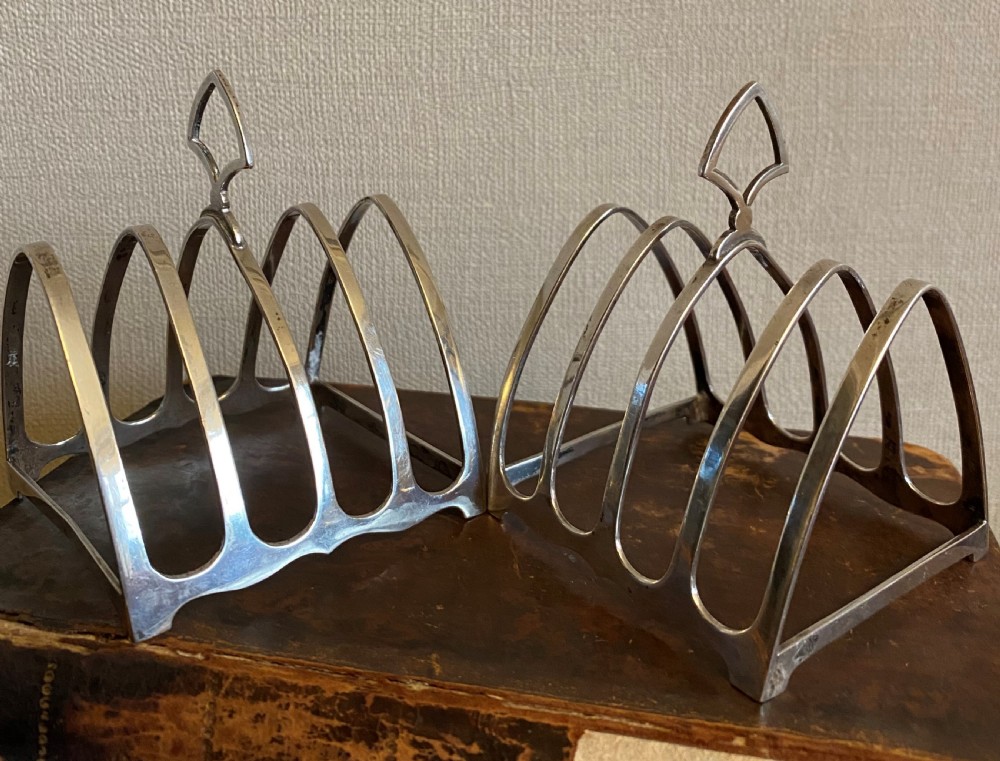 Pair Of Solid Silver Toast Racks