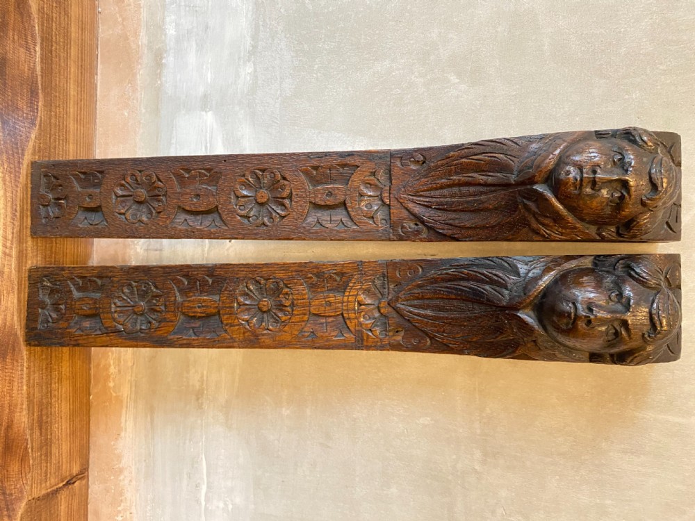 17th Century Carved Oak Terminals View III