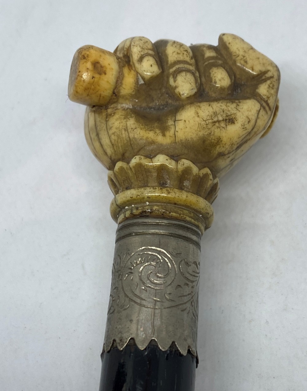 Ebonised Walking Cane With Whale Bone Pommel View II