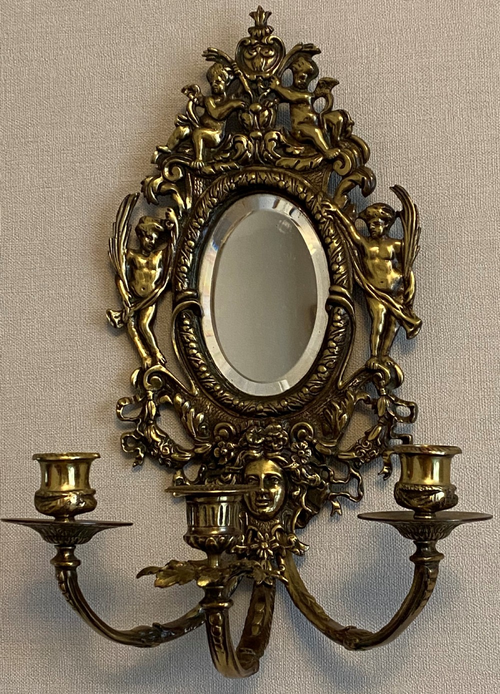 Substantial 19thC Gilded Brass Girondelle Mirror View II