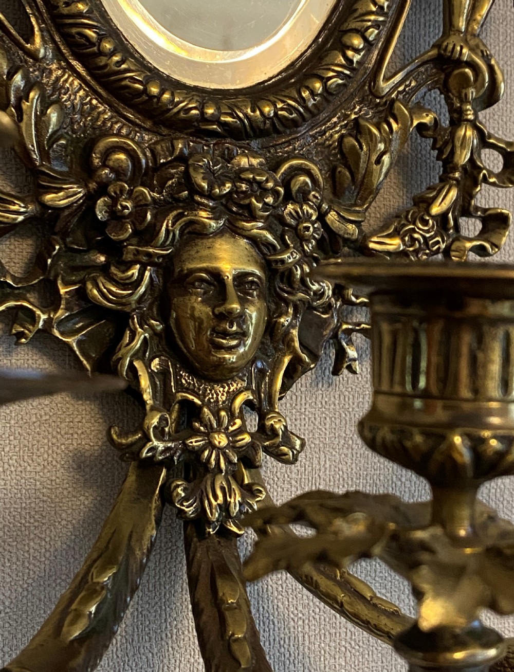 Substantial 19thC Gilded Brass Girondelle Mirror View III