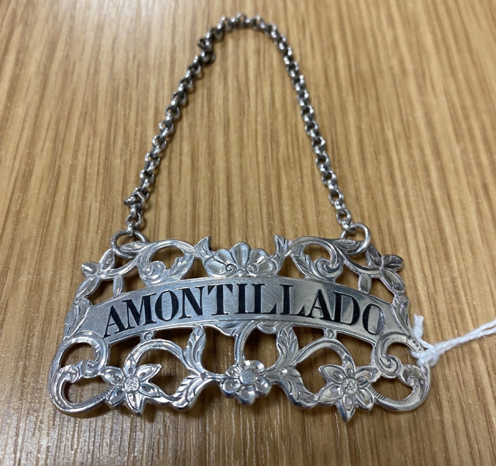 Solid Silver Amontillado Decanter Label