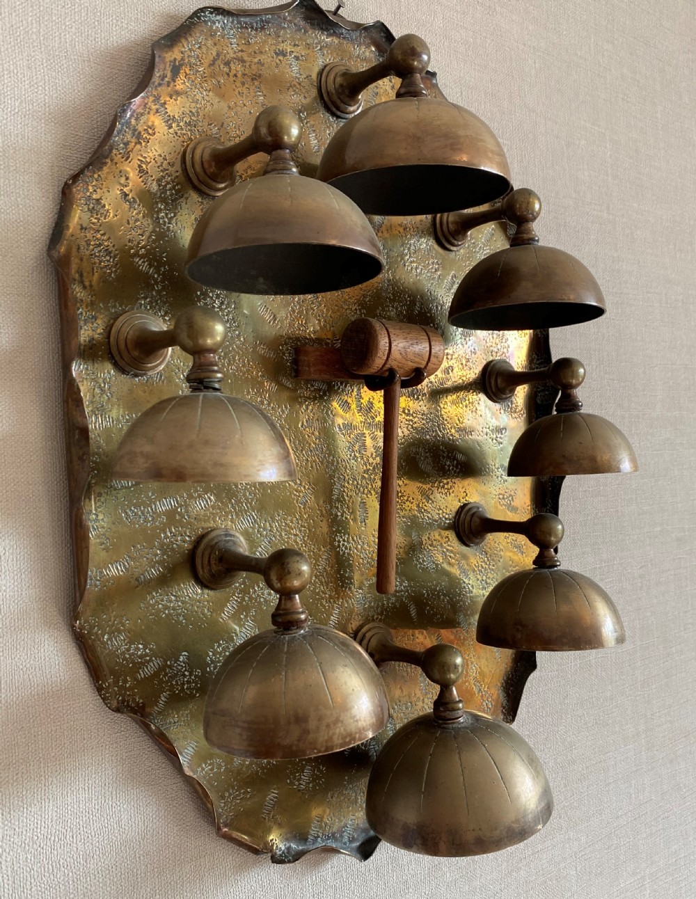Rare Victorian Eight Bell Wall Gong View II