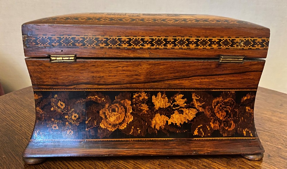 Fine Tunbridge Ware Tea Caddy View VIII